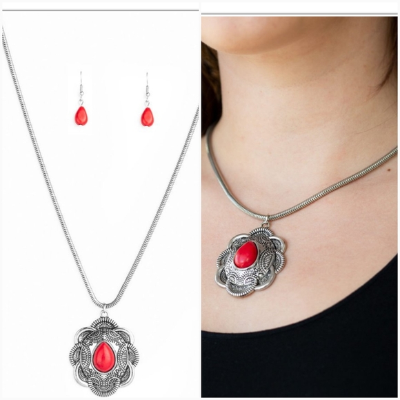 MOJAVE MEADOW RED NECKLACE/EARRING SET